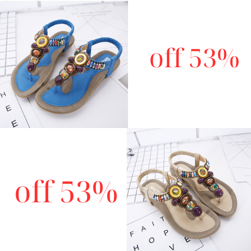 💃Women's T-strap flat sandals with sparkling rhinestones👡