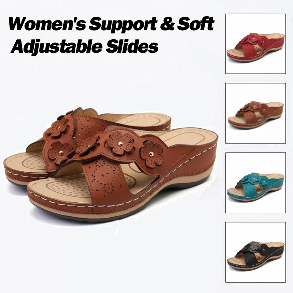 Womens Arch Support Floral Vintage Wedge Sandals